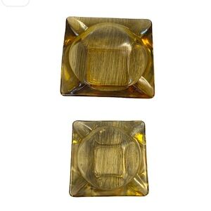 Vintage Retro 1970’s Amber Glass Ashtray Set